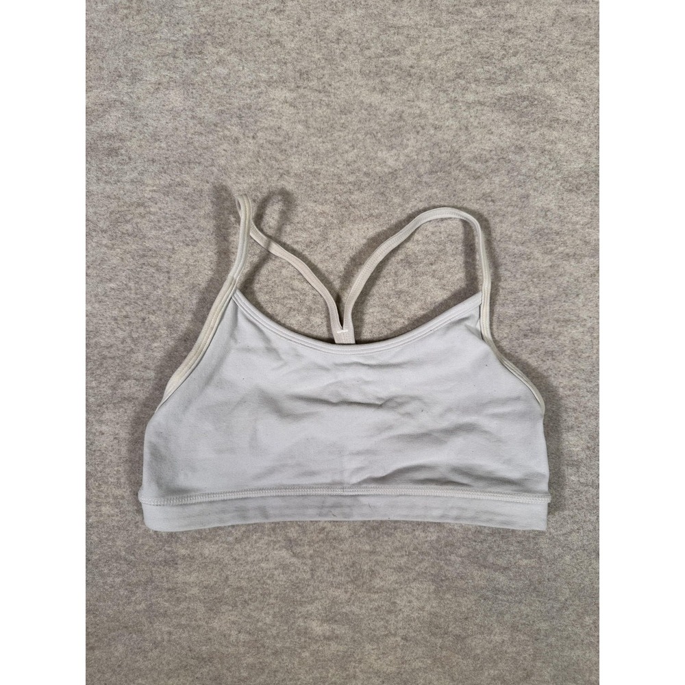 Lululemon Sports Bra Womens 4 Gray Lined Racerback Mesh Yoga Athletic Gym
